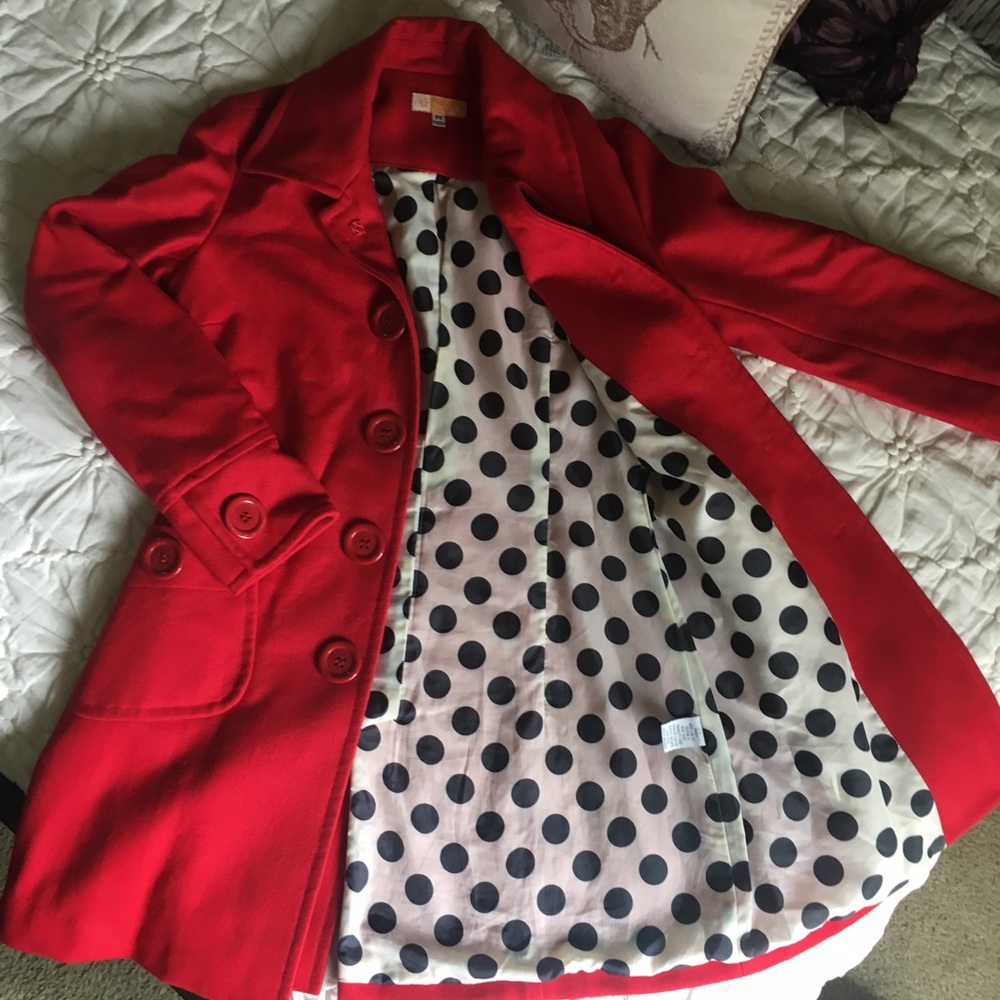 Red Pea Coat by Tulle